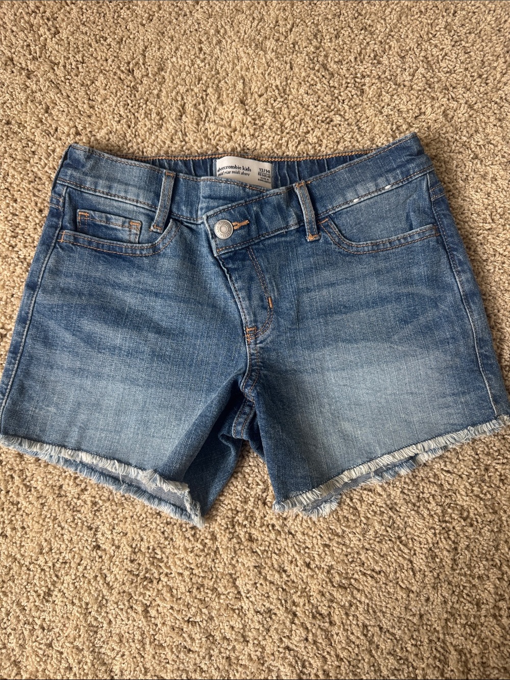 abercrombie kids Blue Denim Frayed Hem Shorts
